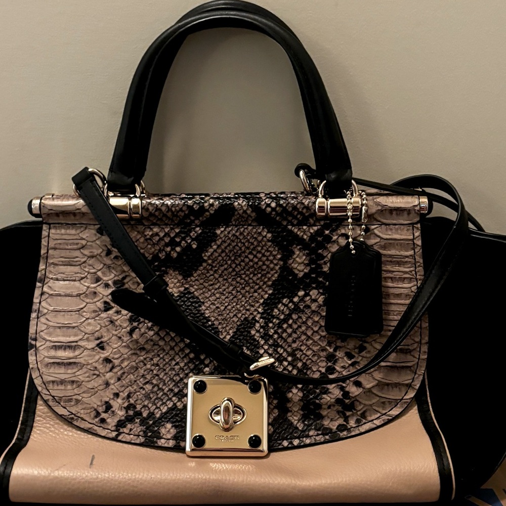 Gorgeous!! Coach Bag With Python Trim! Multiple M… - image 1